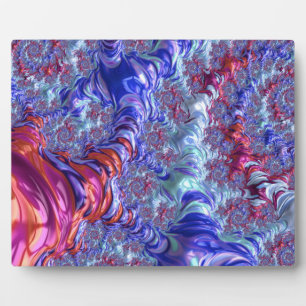 Colourful Trippy Groovy Digital Abstract Fractal Plaque