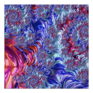 Colourful Trippy Groovy Digital Abstract Fractal Poster