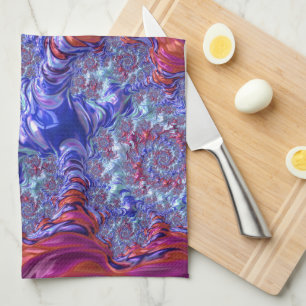 Colourful Trippy Groovy Digital Abstract Fractal Tea Towel