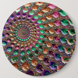 Colourful Trippy Groovy Vibrant Spiral Fractal Art 6 Cm Round Badge