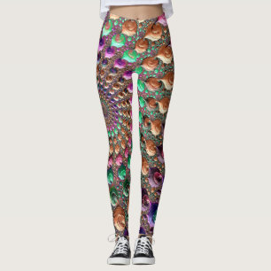 Colourful Trippy Groovy Vibrant Spiral Fractal Art Leggings