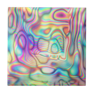 Colourful Trippy Holo Holographic Ceramic Tile
