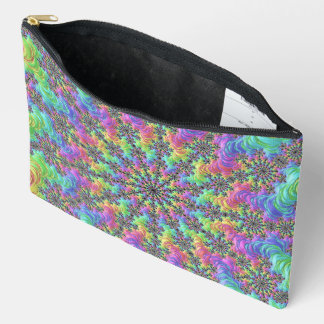 Colourful Trippy Vibrant Groovy Fractal Burst Accessory Pouch