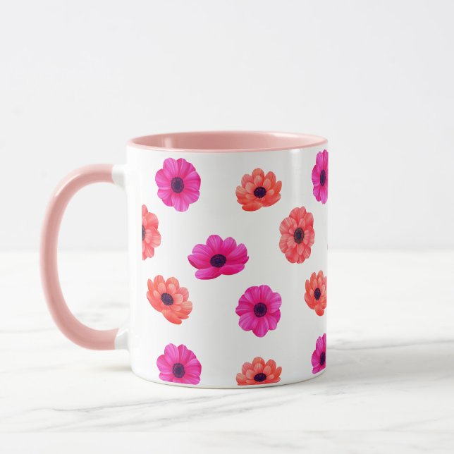Colourful Tropical 3D Spring Flowers Pattern  Mug (Left)