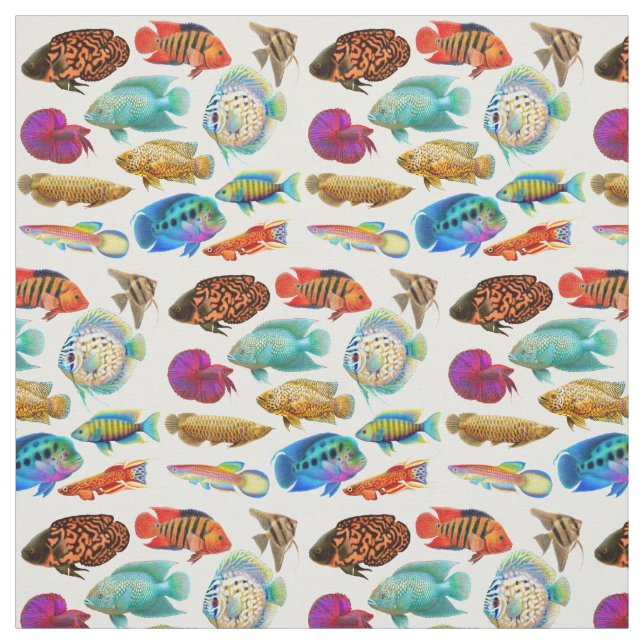 Colourful Tropical Aquarium Fish Fabric (Swatch)