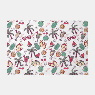 Colourful tropical beach vacation themed pattern doormat
