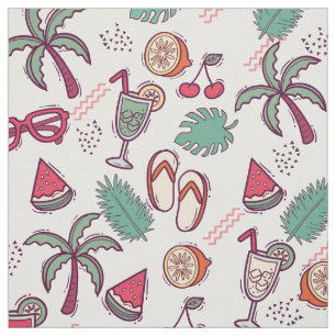Colourful tropical beach vacation themed pattern  fabric