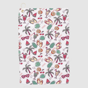 Colourful tropical beach vacation themed pattern  golf towel