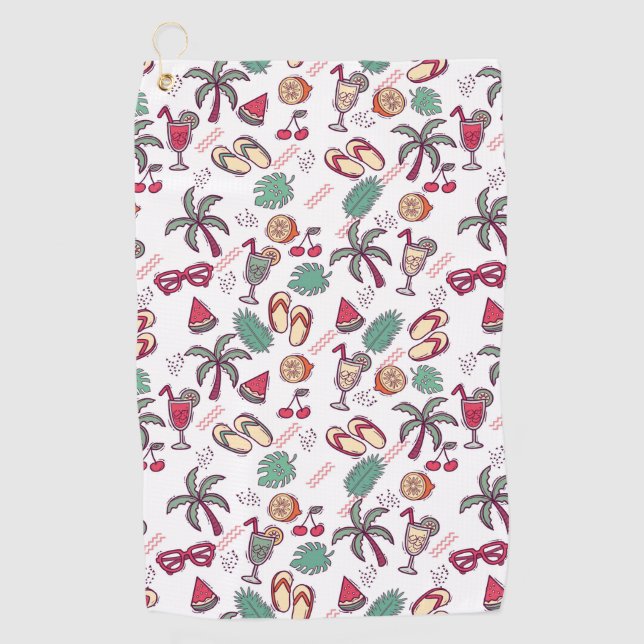 Colourful tropical beach vacation themed pattern  golf towel (Front)