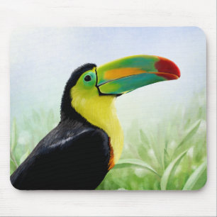 Colourful Tropical Bird Black Yellow Green Toucan Mouse Pad