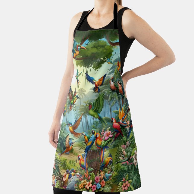 Colourful Tropical Birds among Vibrant, Lush Plant Apron (Insitu)