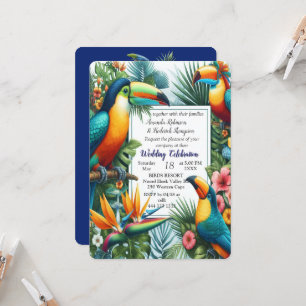 Colourful Tropical Birds among Vibrant, Lush Plant Invitation