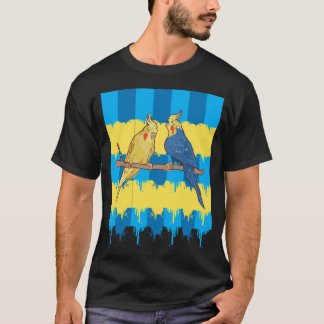 Colourful Tropical Birds Illustration Artwork. T-Shirt