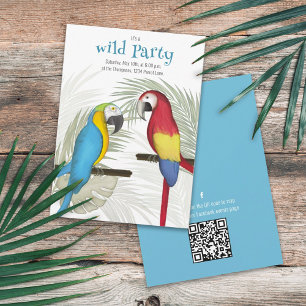 Colourful Tropical Birds QR Code Social Media Invitation