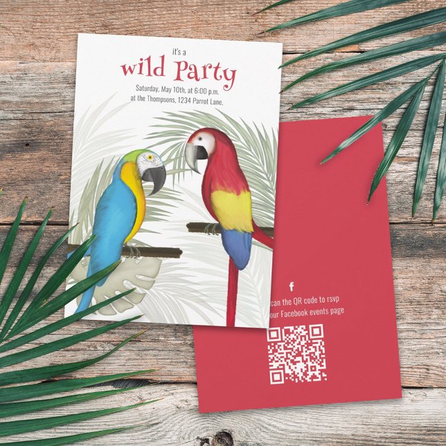 Colourful Tropical Birds QR Code Social Media  Invitation (Creator Uploaded)