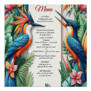 Colourful Tropical Birds & Vibrant Lush Plants Poster