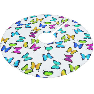 Colourful Tropical Butterflies Holiday Tree Skirt