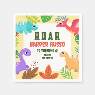 Colourful tropical Dinosaur Birthday Party  Napkin
