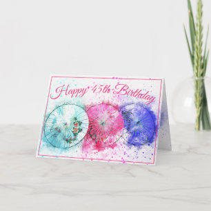 Colourful Tropical Drink Umbrellas 45th Birthday Card