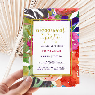 Colourful Tropical Engagement Party Invitation