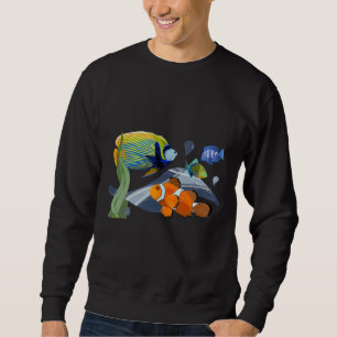 Colourful Tropical Fish Aquarium Watercolor Illust Sweatshirt