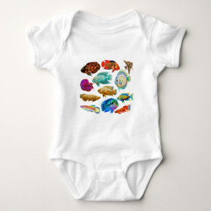 Colourful Tropical Fish Baby Bodysuit