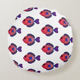 Colourful Tropical Fish Cute Vibrant Sea Life Round Cushion