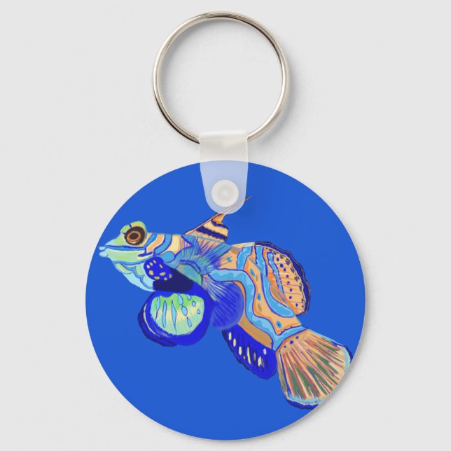 Colourful Tropical Fish Key Ring (Front)