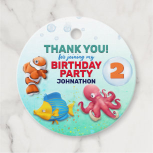 Colourful Tropical Fish Kids Birthday Favour Tags