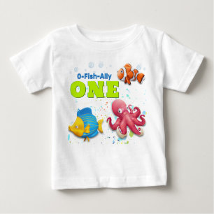 Colourful Tropical Fish Kids First Birthday Baby T-Shirt