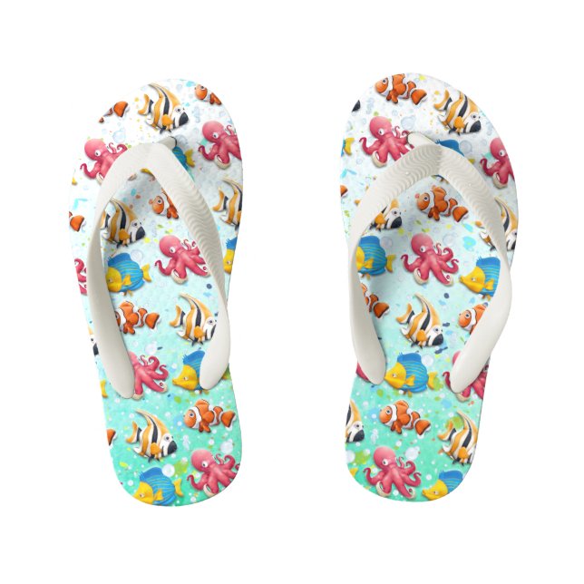 Colourful Tropical Fish Kid's Thongs (Footbed)