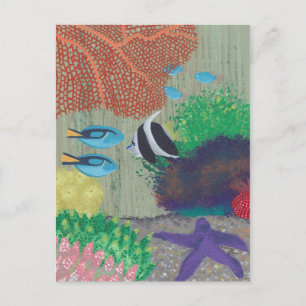 Colourful Tropical fish painting Postcards