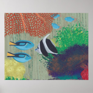 Colourful Tropical fish painting Poster
