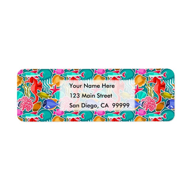 Colourful Tropical Fish Pattern 6 Return Address Label (Front)