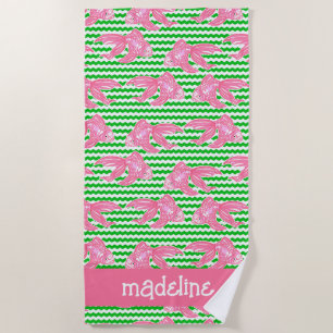 Colourful Tropical Fish Pattern Personalised Beach Towel