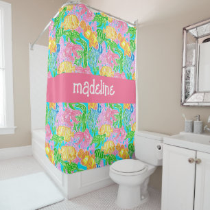 Colourful Tropical Fish Pattern Personalised Shower Curtain