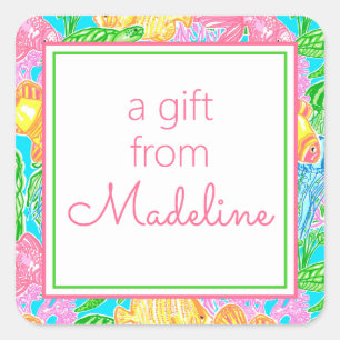 Colourful Tropical Fish Pattern Square Sticker