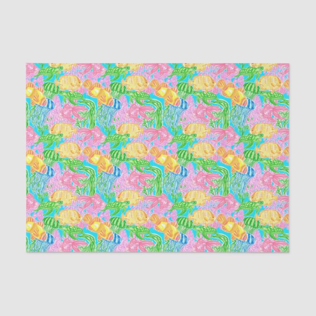 Colourful Tropical Fish Pattern Tissue Paper (Front)