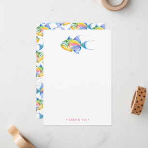 Colourful Tropical Fish Personalised Stationery Card
