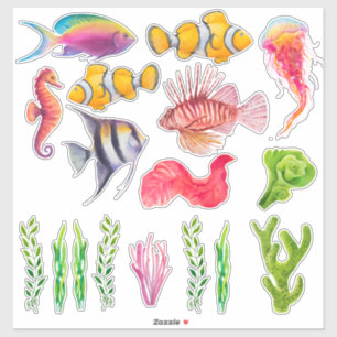 Colourful Tropical Fish Seahorse Jellyfish Ocean