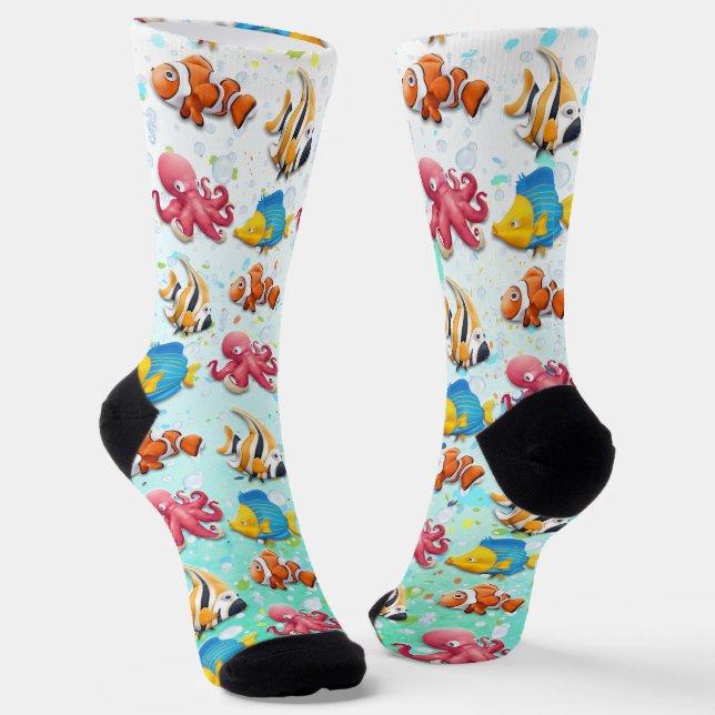 Colourful Tropical Fish Socks (Angled)