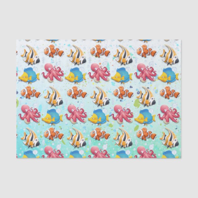 Colourful Tropical Fish Tissue Paper (Front)