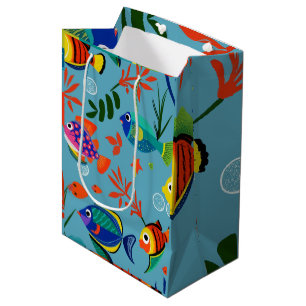 Colourful Tropical Fish Underwater Pattern Medium Gift Bag