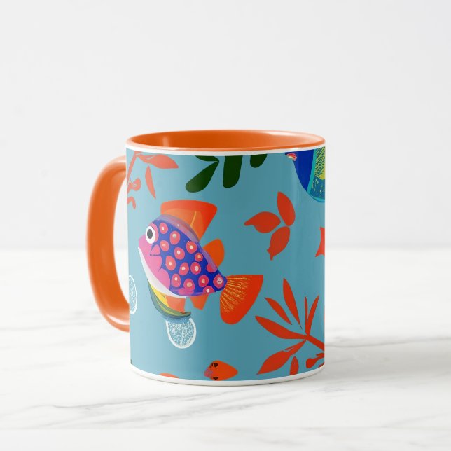 Colourful Tropical Fish Underwater Pattern Mug (Front Left)