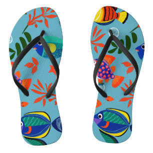 Colourful Tropical Fish Underwater Pattern Thongs