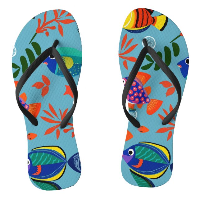 Colourful Tropical Fish Underwater Pattern Thongs (Footbed)
