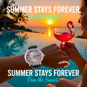 Colourful Tropical Flamingo Sunset Beach Watch