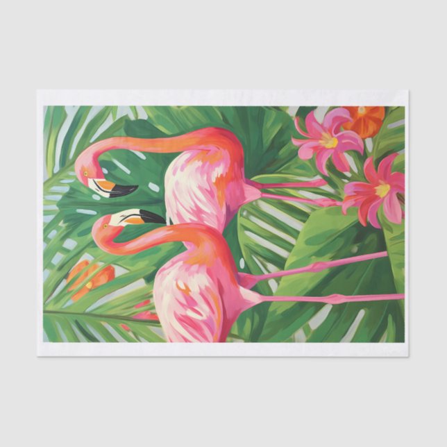 Colourful Tropical Flamingos Decoupage Tissue Paper (Front)