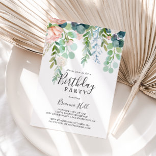Colourful Tropical Floral Birthday Party Invitation