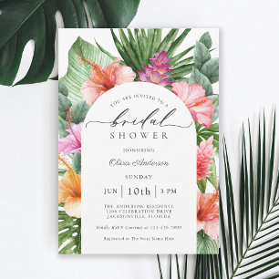 Colourful Tropical Floral Bridal Shower Invitation